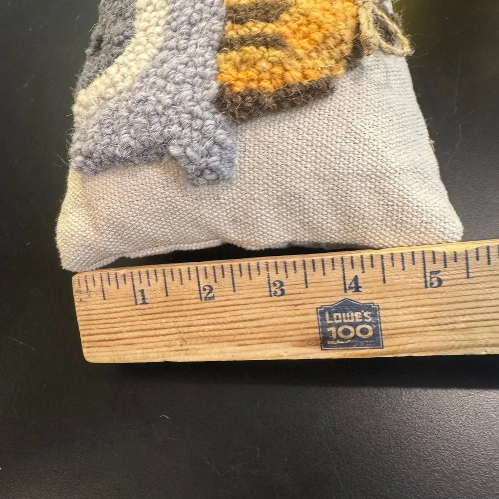 Punch Needle Pumpkin Truck Decorative Pillow Small Grey Orange Farmhouse Fall
